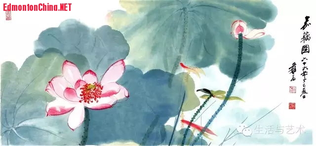 张大千先生画绿叶《荷花》.jpg