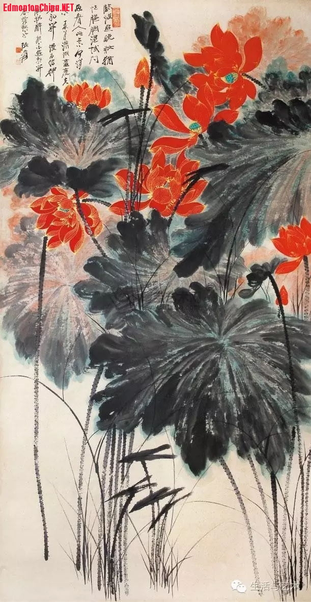 张大千先生画水墨《荷花》.jpg